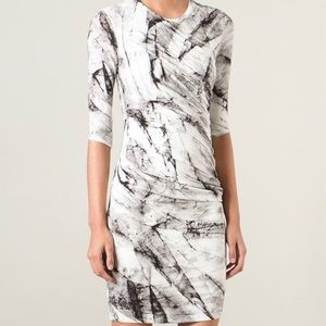 Marble Print Black & White fitted dress
